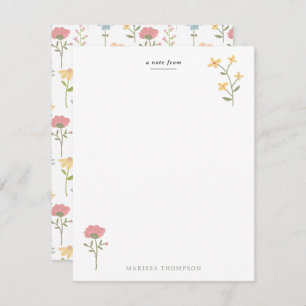 Watercolor Wildflowers Floral Pattern Note Card