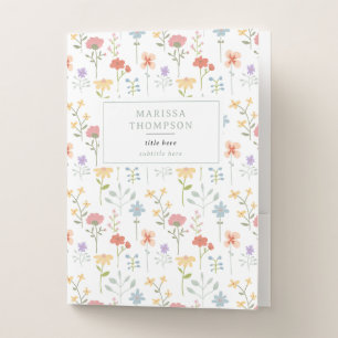 Watercolor Wildflowers Floral Pattern Pocket Folder