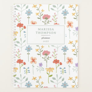 Watercolor Wildflowers Floral Pattern Recipe Planner