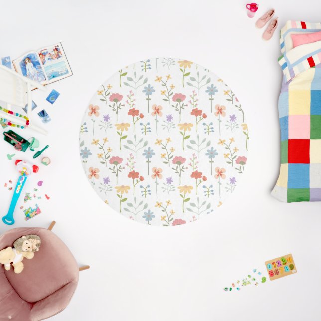 Watercolor Wildflowers Floral Pattern  Rug (Insitu (Babyroom))
