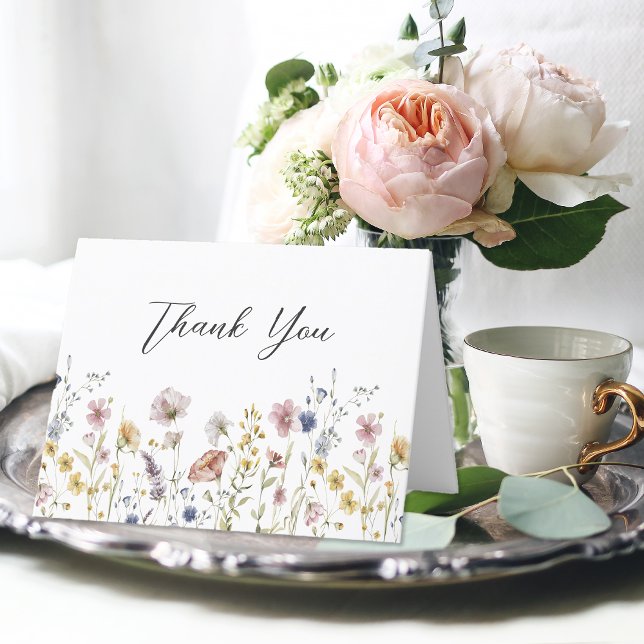Watercolor Wildflowers Floral Thank You Card (Creator Uploaded)