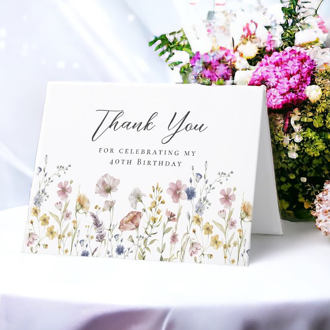 Watercolor Wildflowers Floral Thank You Card (Creator Uploaded)
