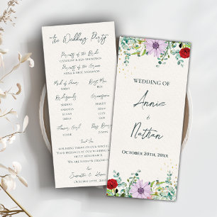 Watercolor Wildflowers Floral Wedding Program