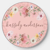 Watercolor Wildflowers Floral Wreath Personalized Wireless Charger (Front)