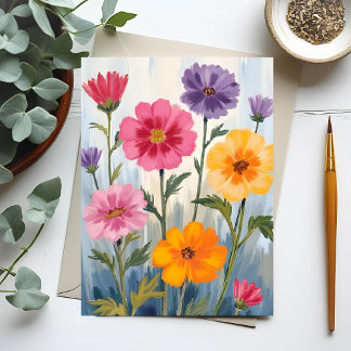 Watercolor Wildflowers | Flower Field Painting Postcard