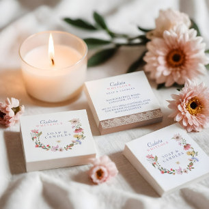 Watercolor Wildflowers & Foliage Square Business Card