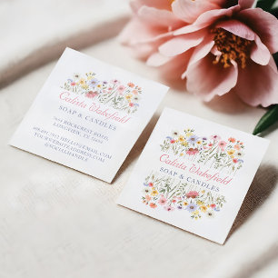 Watercolor Wildflowers & Foliage Square Business  Square Business Card