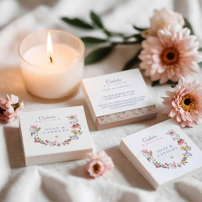 Watercolor Wildflowers & Foliage  Square Business  Square Business Card (Watercolor Wildflowers & Foliage Square Business Square Business Card)