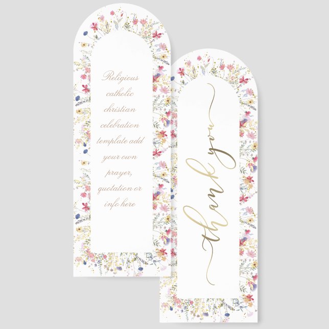 watercolor wildflowers frame bookmarks (Front & Back)