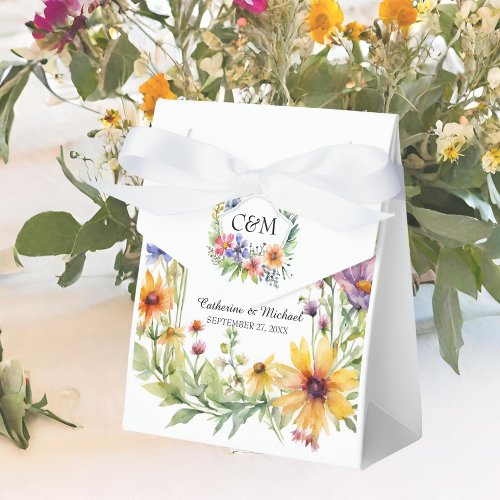 Watercolor Wildflowers Garden Spring Wedding  Favor Boxes