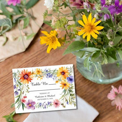 Watercolor Wildflowers Garden Spring Wedding Place Card