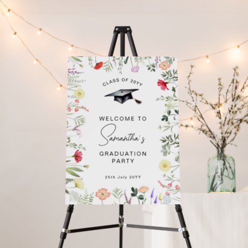 Watercolor Wildflowers Graduation Welcome Sign 