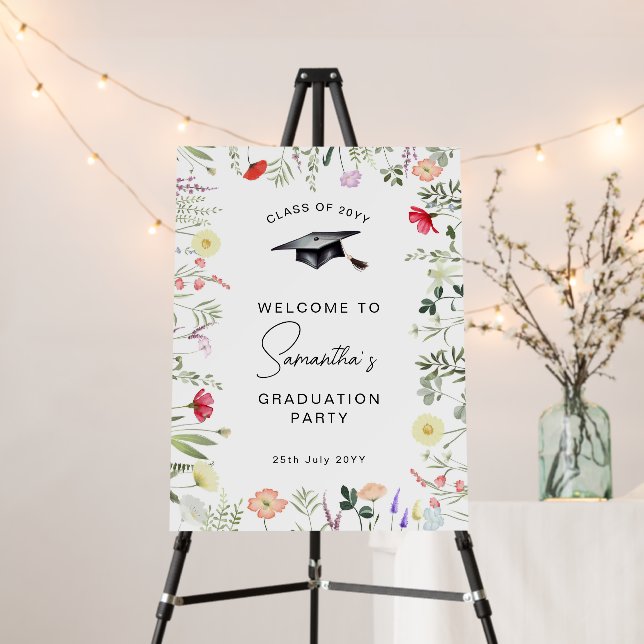 Watercolor Wildflowers Graduation Welcome Sign  (In Situ (Stand))