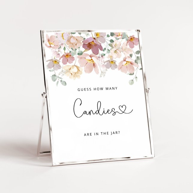 Watercolor wildflowers guess how many candies post poster (Creator Uploaded)