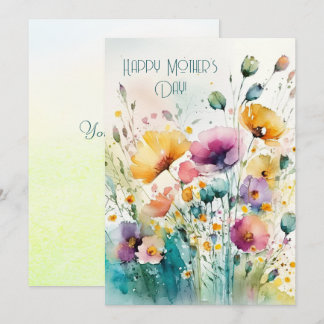 Watercolor Wildflowers|Happy Mother's day  Holiday Card