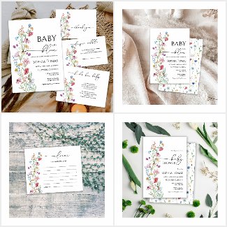 Watercolor Wildflowers In Bloom Baby Shower