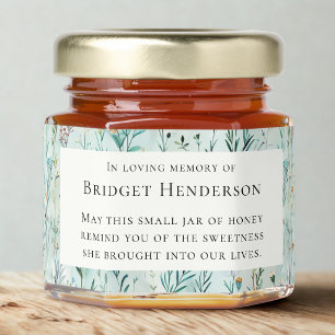 Watercolor Wildflowers In loving memory Funeral Honey Jar Favors