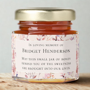 Watercolor Wildflowers In loving memory Funeral Honey Jar Favors