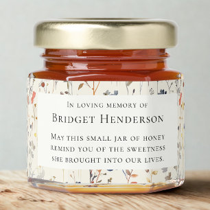 Watercolor Wildflowers In loving memory Funeral Honey Jar Favors