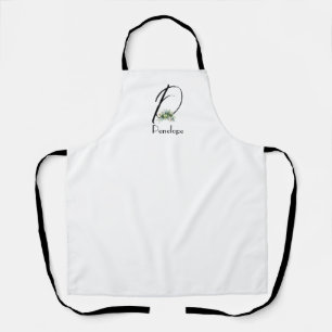 Watercolor wildflowers initial stylish letter apron