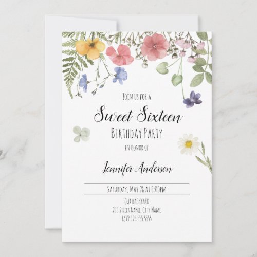 Watercolor Wildflowers Invitation