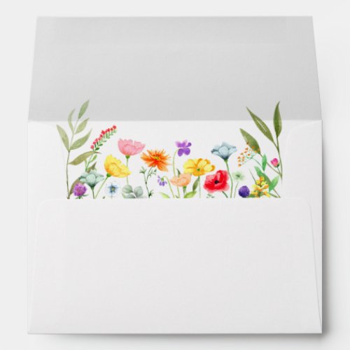 Watercolor Wildflowers Invitation Envelope