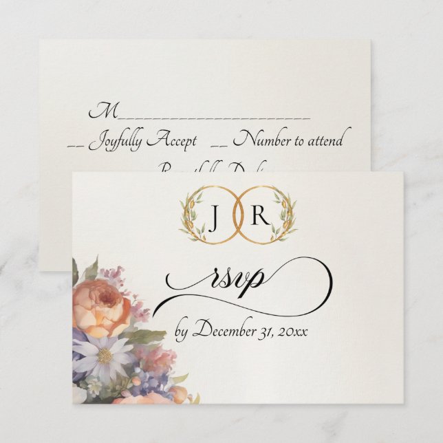 Watercolor Wildflowers - Ivory RSVP Card (Front/Back)
