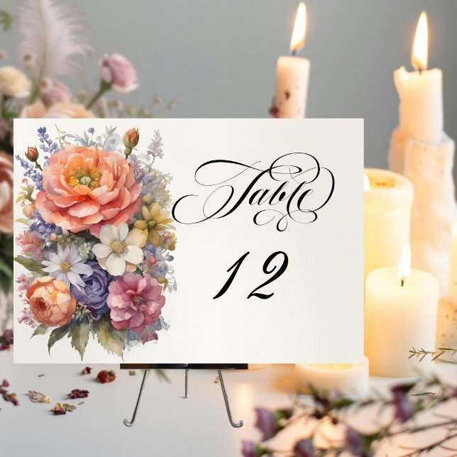 Watercolor Wildflowers - Ivory Table Number (Creator Uploaded)