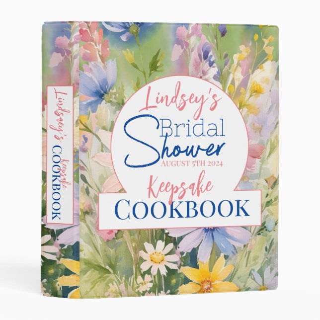 Watercolor Wildflowers Keepsake Cookbook Binder (Front/Spine)