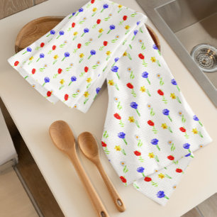 Watercolor Wildflowers Kitchen Towel