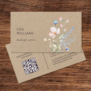Watercolor Wildflowers Kraft Business Card