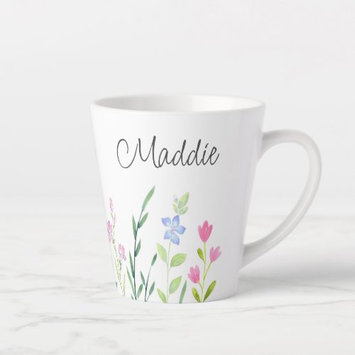 Watercolor Wildflowers Latte Mug