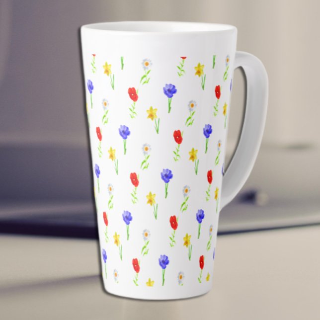 Watercolor Wildflowers Latte Mug (Creator Uploaded)