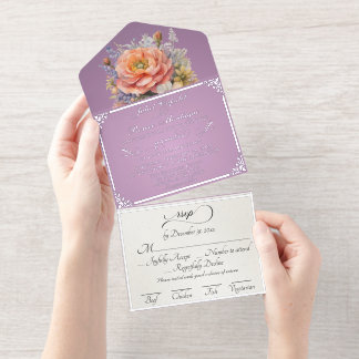 Watercolor Wildflowers - Lavender All In One Invitation