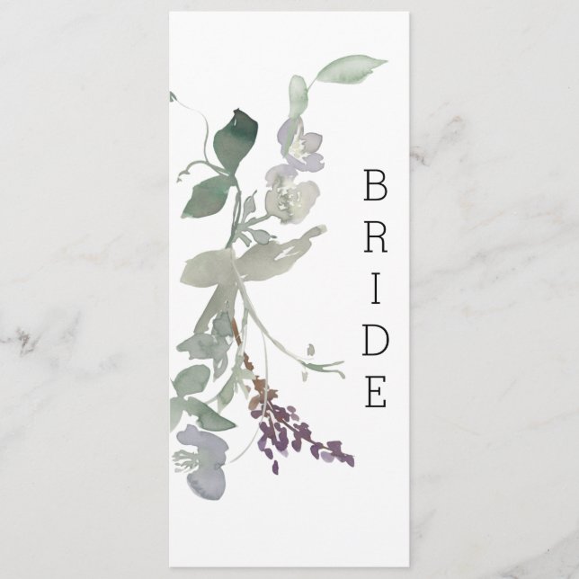 Watercolor Wildflowers Lavender  Floral Chair Sign Menu (Front)