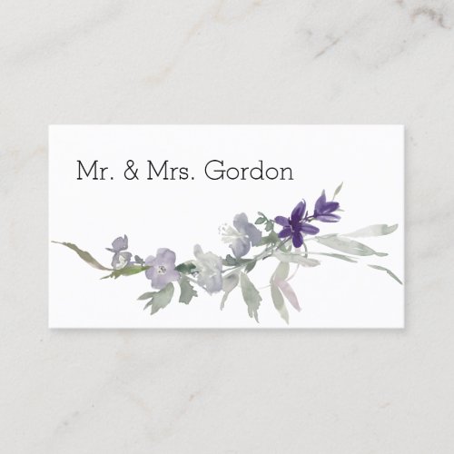 Watercolor Wildflowers Lavender Floral Escort Card