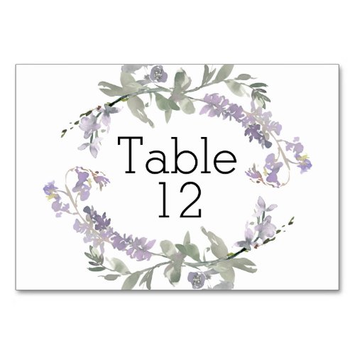 Watercolor Wildflowers Lavender Floral Table Number