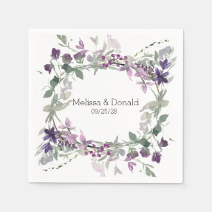 Watercolor Wildflowers Lavender Floral Wedding Napkins