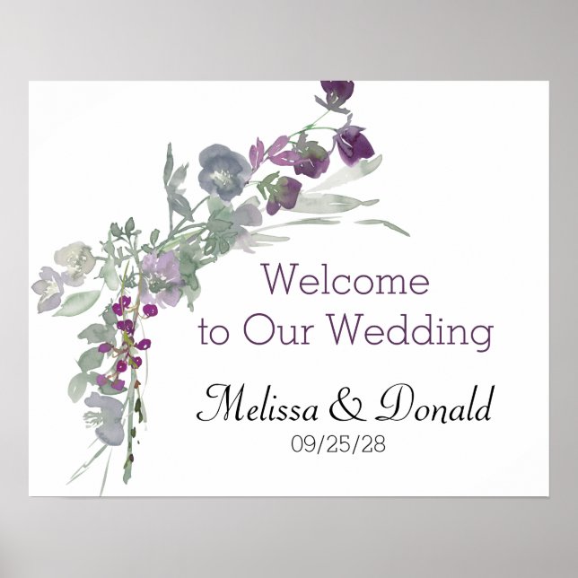 Watercolor Wildflowers Lavender Floral Wedding Poster (Front)