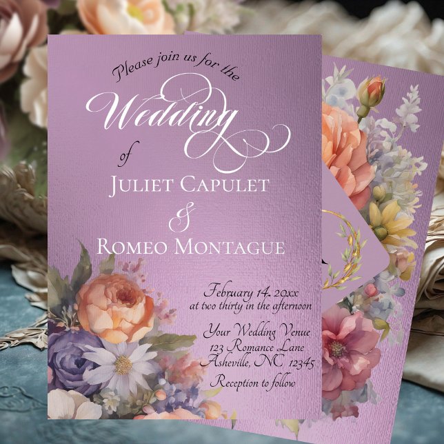 Watercolor Wildflowers - Lavender Foil Invitation (Creator Uploaded)