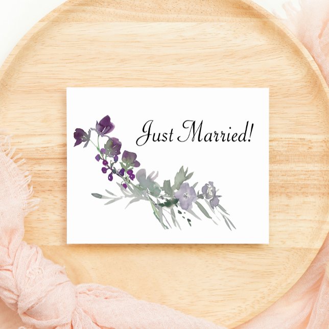 Watercolor Wildflowers Lavender Just Married (Creator Uploaded)