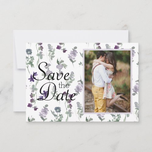 Watercolor Wildflowers Lavender Save The Date
