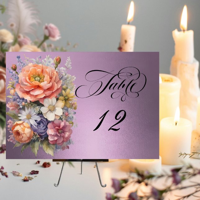 Watercolor Wildflowers - Lavender Table Number (Creator Uploaded)