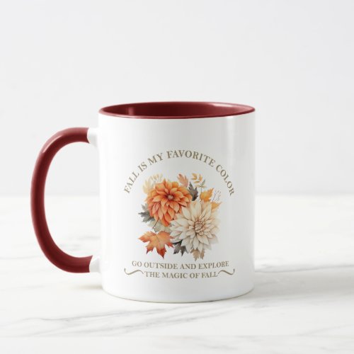 Watercolor wildflowers leaves fall autumn quotes mug