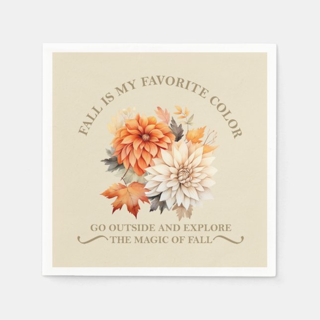 Watercolor wildflowers leaves fall autumn quotes napkins (Front)