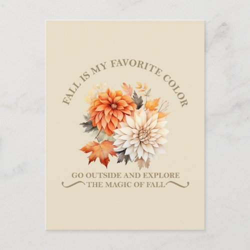 Watercolor wildflowers leaves fall autumn quotes postcard