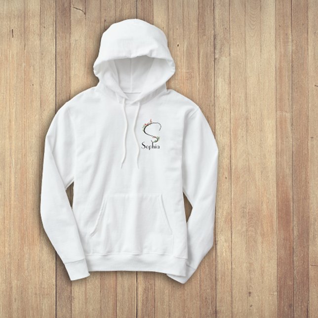 Watercolor wildflowers letter S black Hoodie (Creator Uploaded)