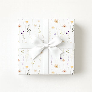 Watercolor wildflowers, meadow flowers wrapping paper