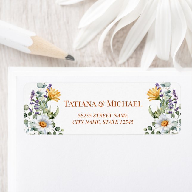 watercolor wildflowers minimal wedding address label (Insitu)