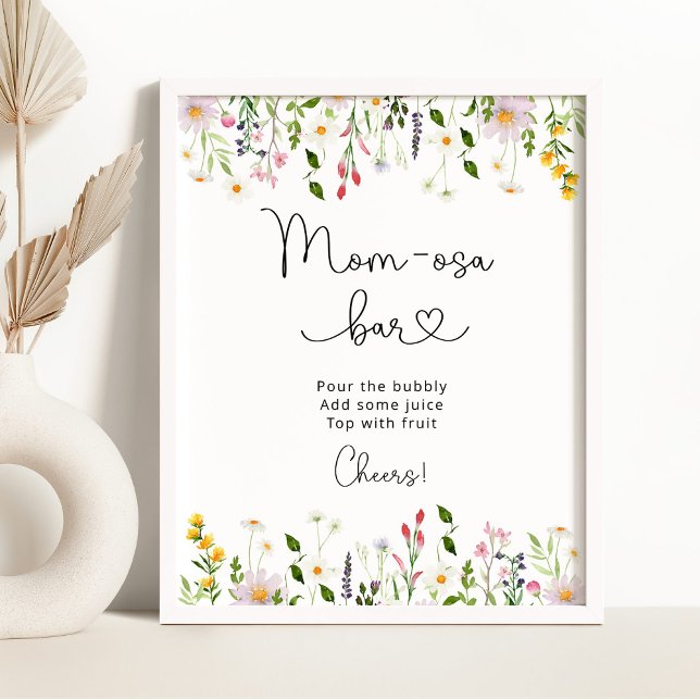 Watercolor wildflowers Mom-osa bar Poster (Creator Uploaded)